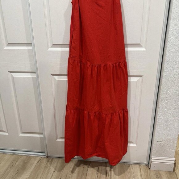 Code X Mode Cotton Blend Red Tailored Maxi Dress, Size Xsmall Xs - Picture 3 of 12